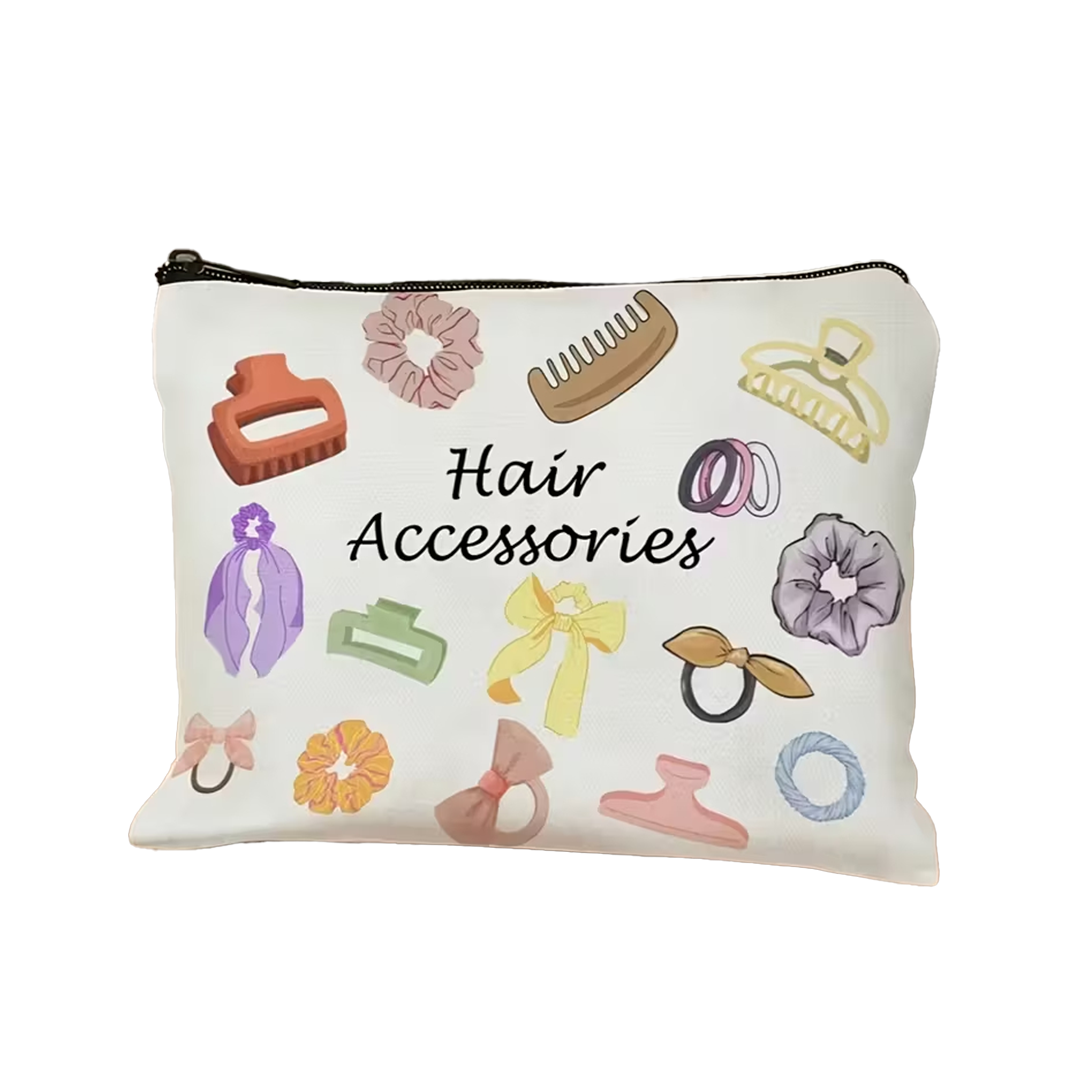 Fashionable Makeup Bag | Hair Accessory Storage Bag | Multi-Functional Hair Accessory Organizer, Designed for Women, Featuring a Printed Design | Perfect for Travel, Wedding Parties, And Bridesmaid Gifts, Unscented, Ideal for Hair Ties And Clips.